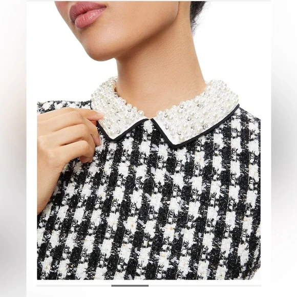 Alice + Olivia Black and White Velia Houndstooth Mini Dress - Picture 4 of 11